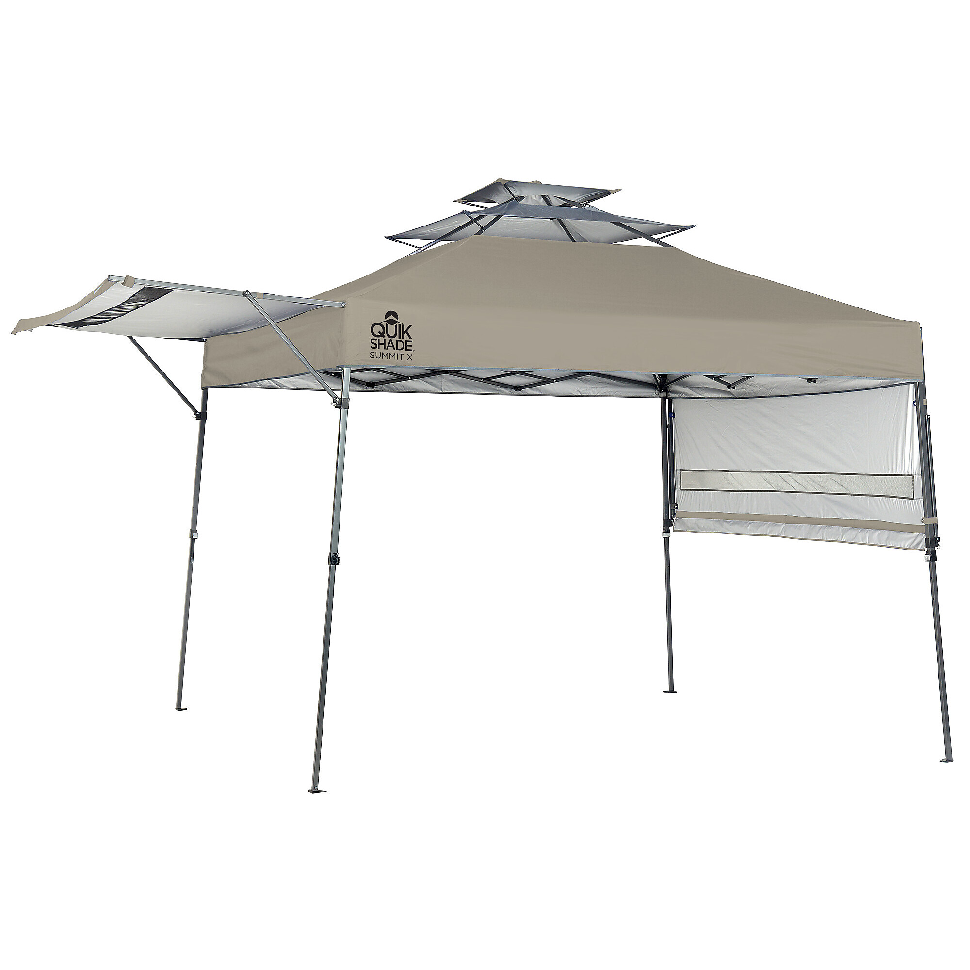 Quik Shade, Summit X Pop-Up Canopy Tent with Awning, Color Beige, Model# 167705RL